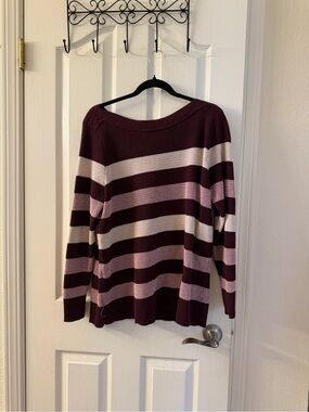 Market & Spruce Ribbed Knit Sweater in Burgundy